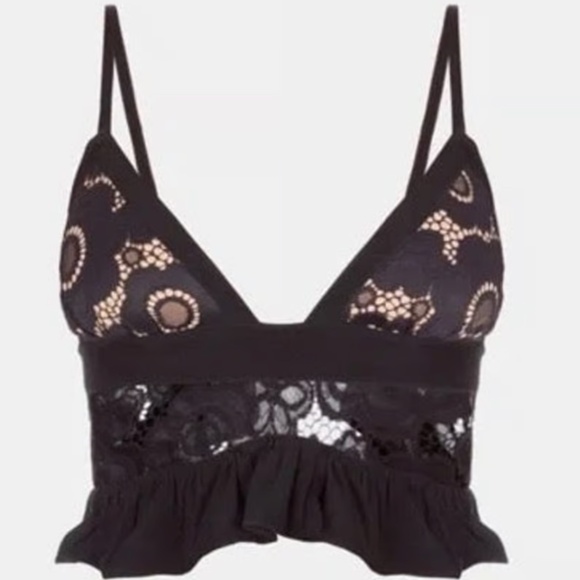 Black For Love & Lemons Sonya Crop Top - Picture 1 of 5